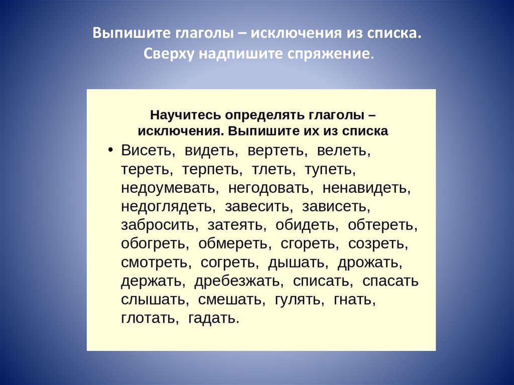 4 класс русский язык глаголы исключения презентация