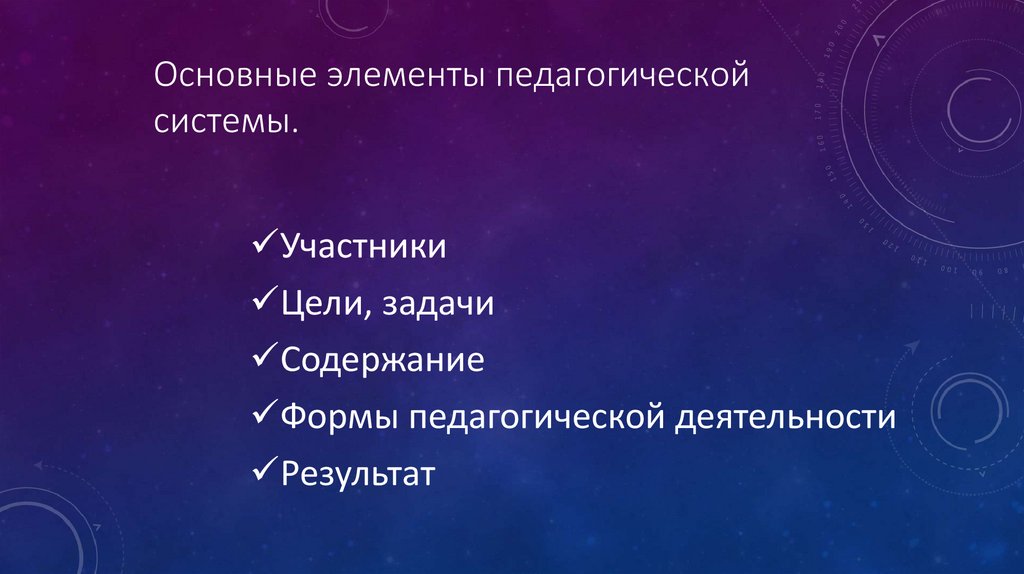 Основные элементы педагогической системы.