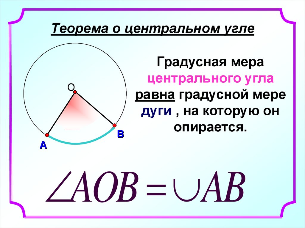 Выберите верное утверждение градусная мера центрального угла. Теорема о вписанных и центральных углах. Теорема о Центральном и вписанном угле. Центральные и вписанные углы Тео. Градусная мера центрального угла.