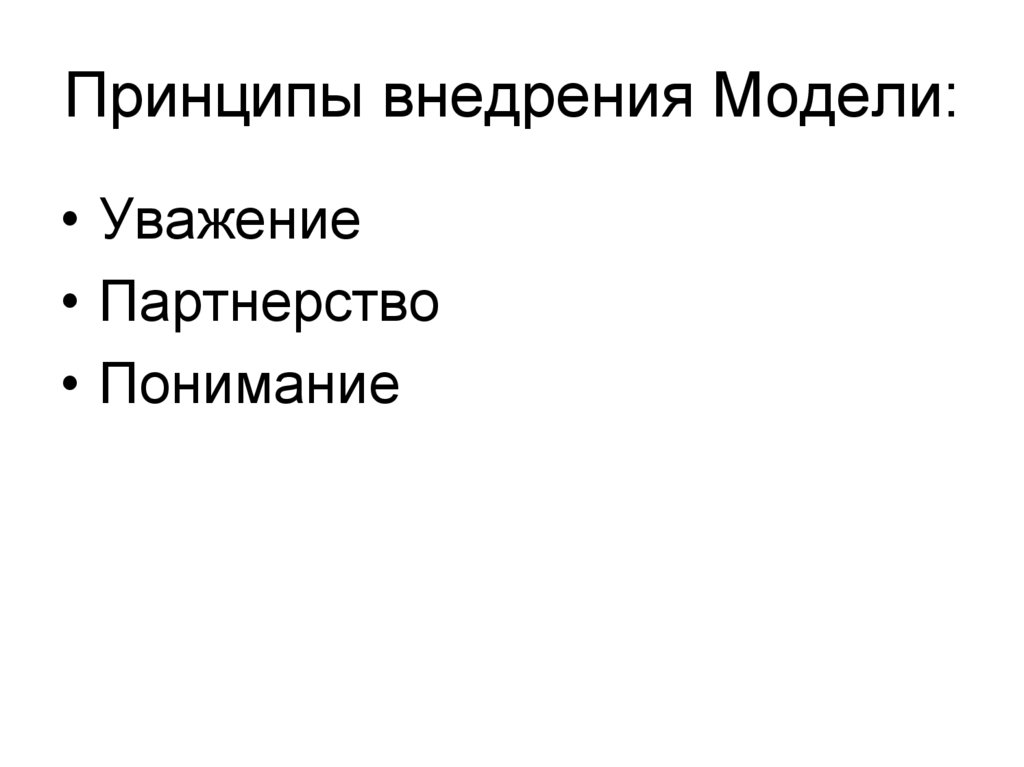 Принципы внедрения Модели: