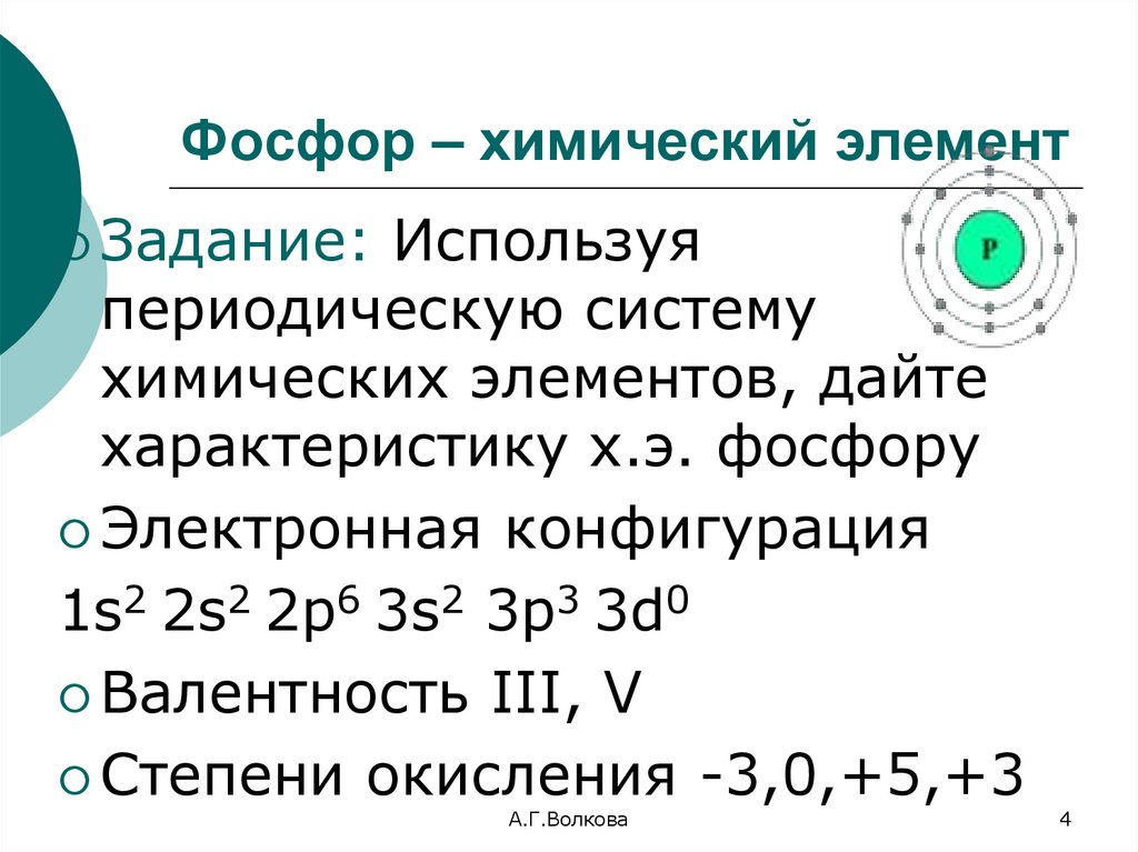 Характеристика фосфора по плану 8 класс