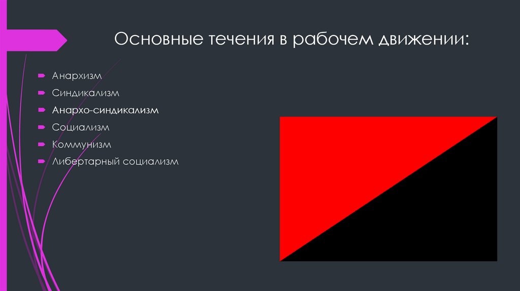 Основные течения в рабочем движении: