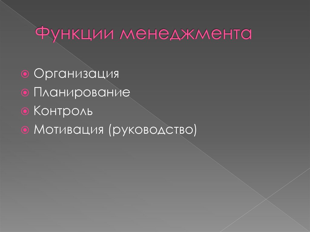 Функции менеджмента