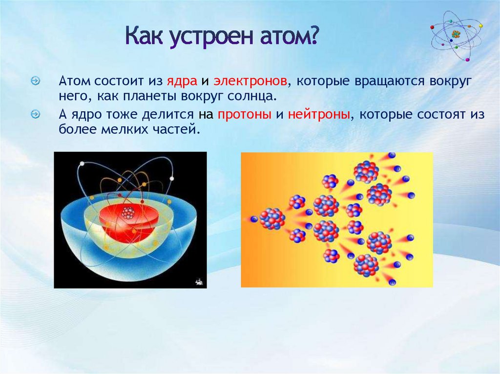 Нарисуйте силы действующие между электроном и ядром атома 5 класс естествознание