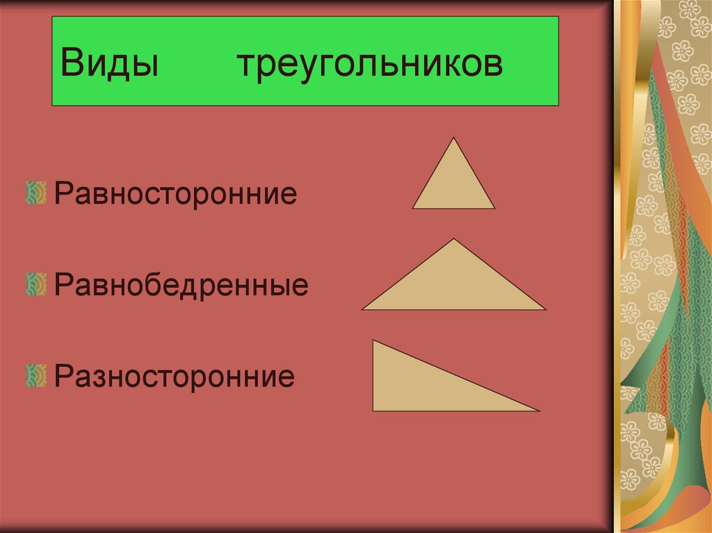 Презентация виды треугольника 3 класс