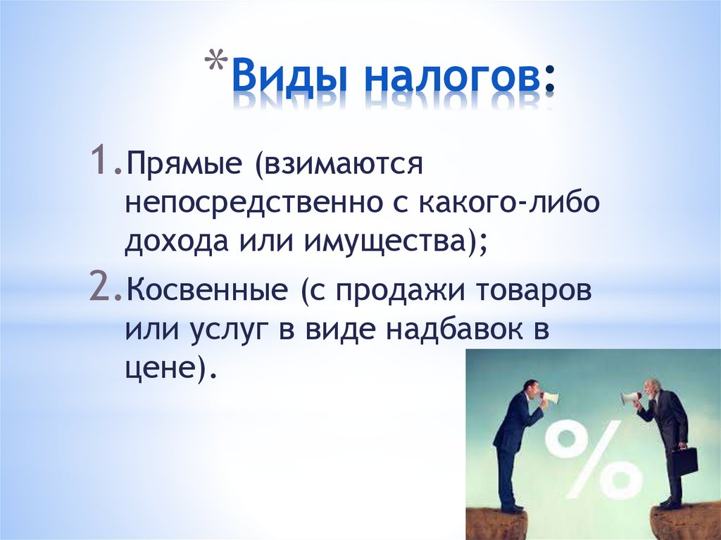 Виды налогов: