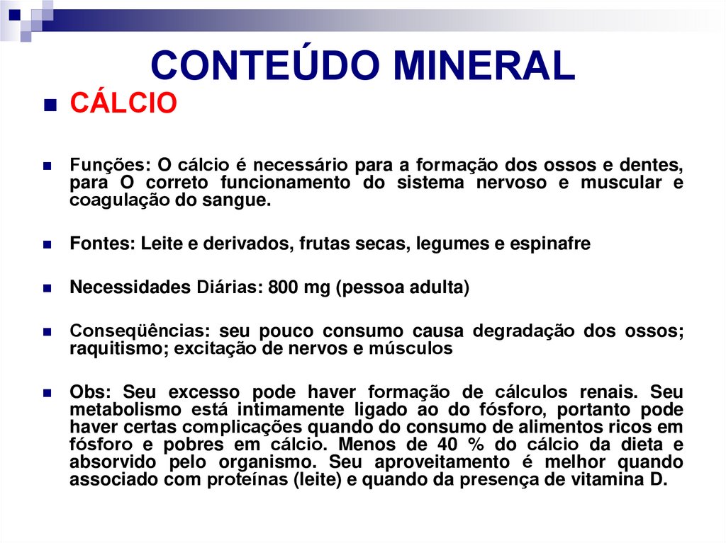 CONTEÚDO MINERAL