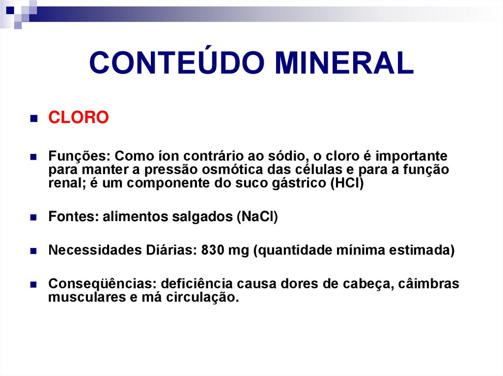 CONTEÚDO MINERAL