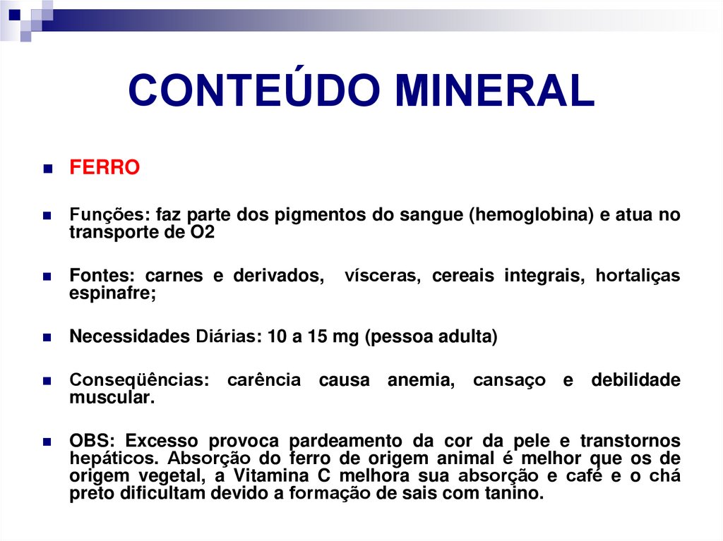 CONTEÚDO MINERAL