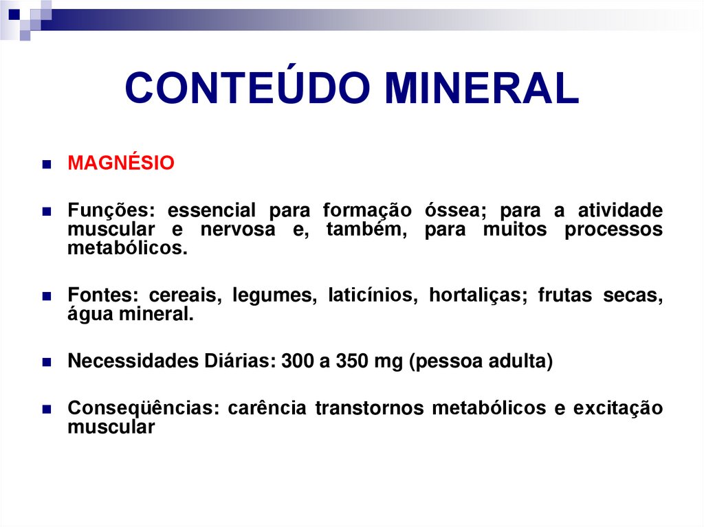 CONTEÚDO MINERAL