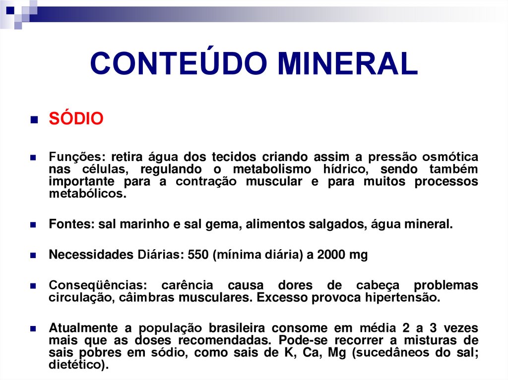 CONTEÚDO MINERAL