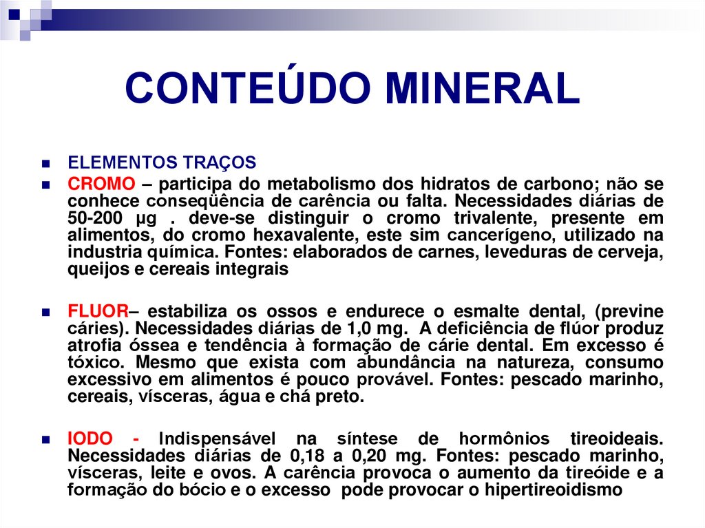 CONTEÚDO MINERAL