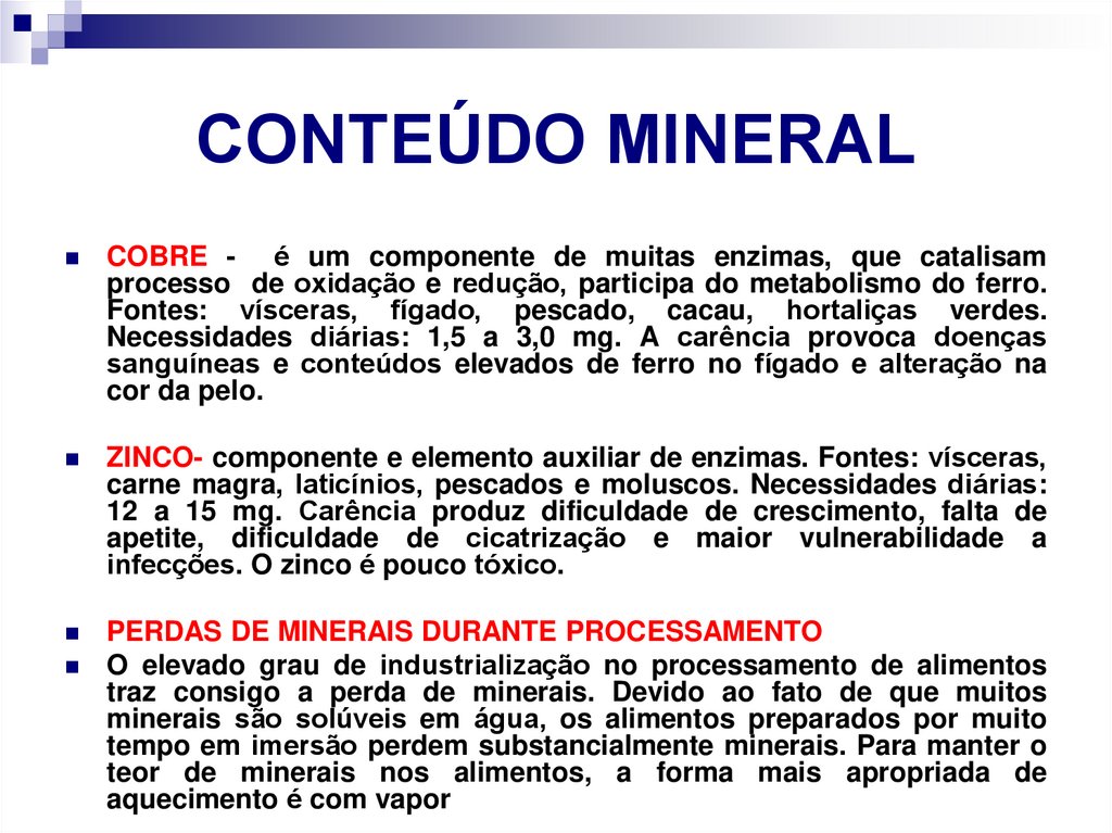 CONTEÚDO MINERAL