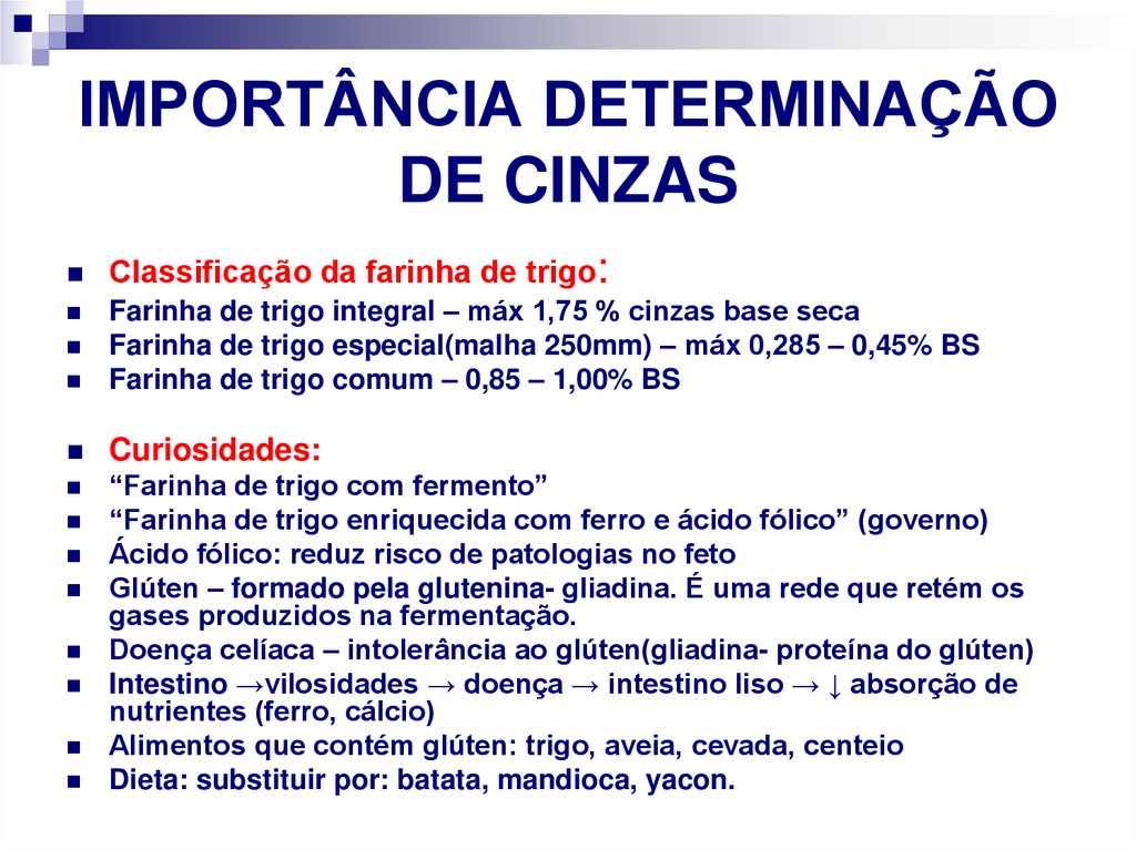 IMPORTÂNCIA DETERMINAÇÃO DE CINZAS