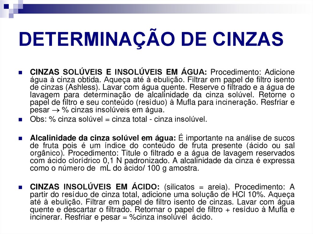 DETERMINAÇÃO DE CINZAS