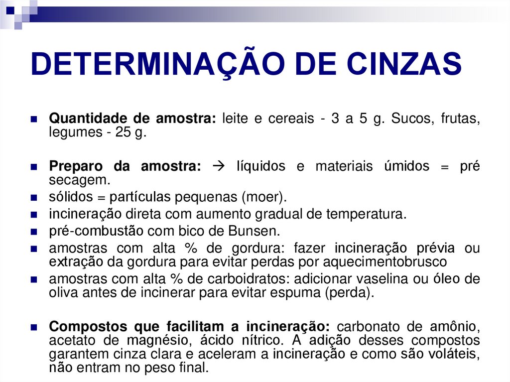 DETERMINAÇÃO DE CINZAS