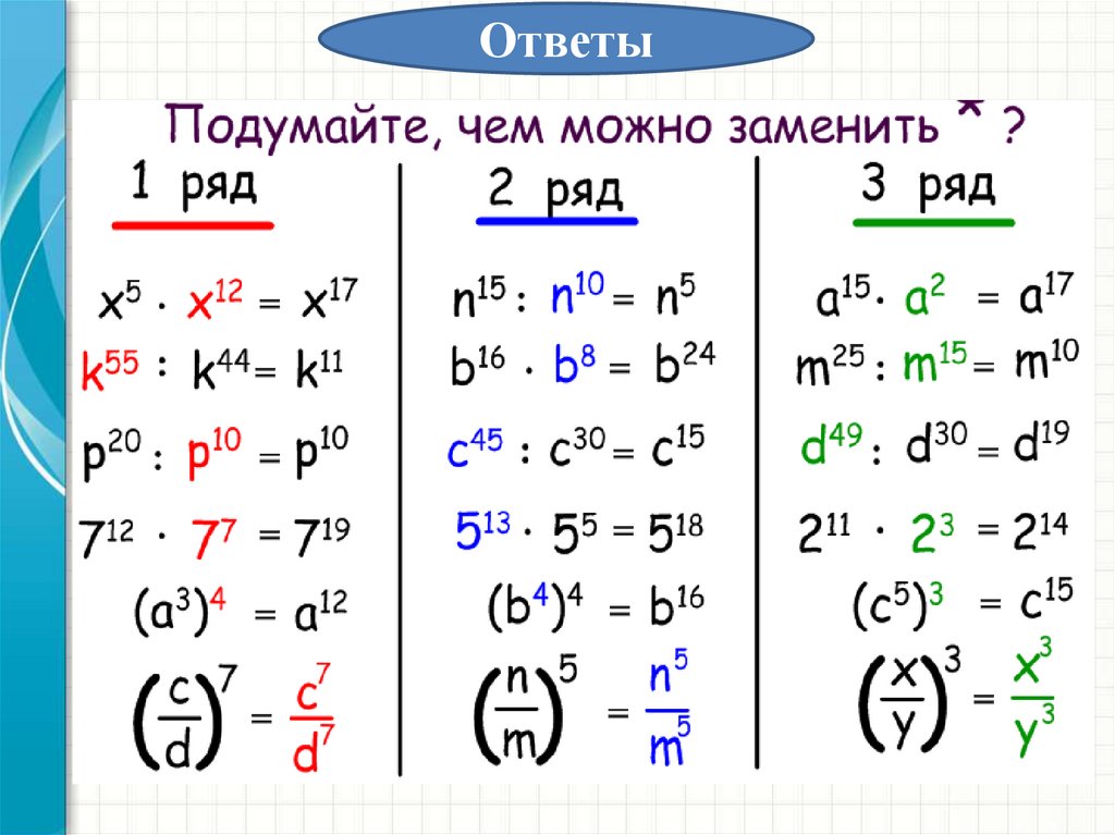 Тема свойства степеней