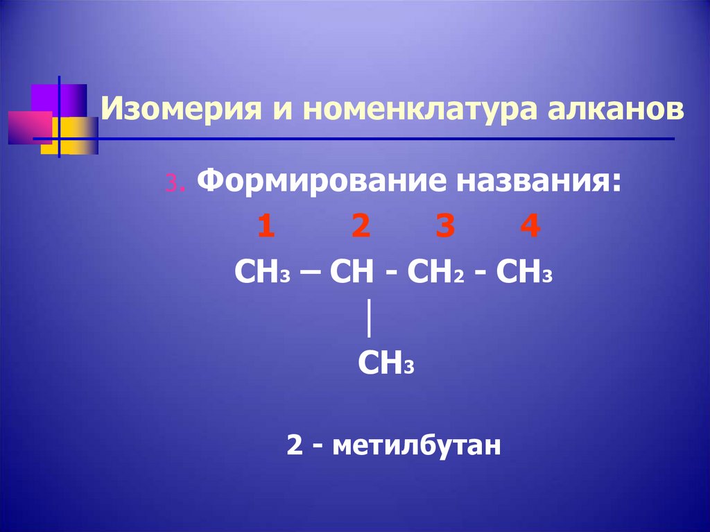 Изомерия и номенклатура алканов