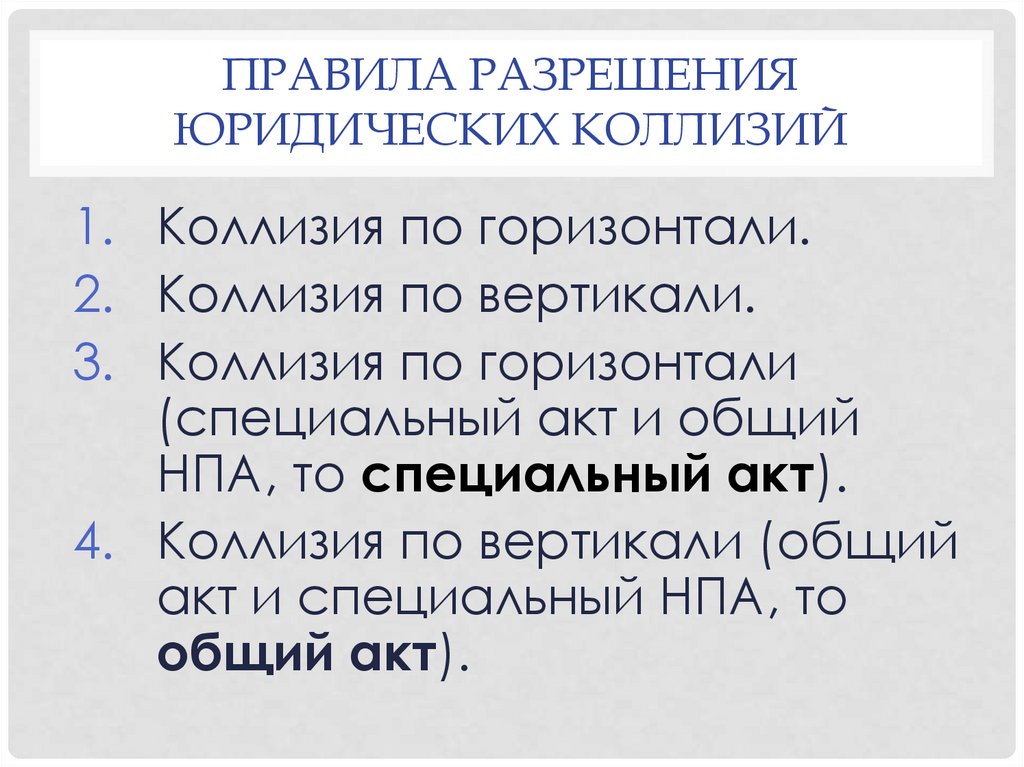 Коллизии в законодательстве