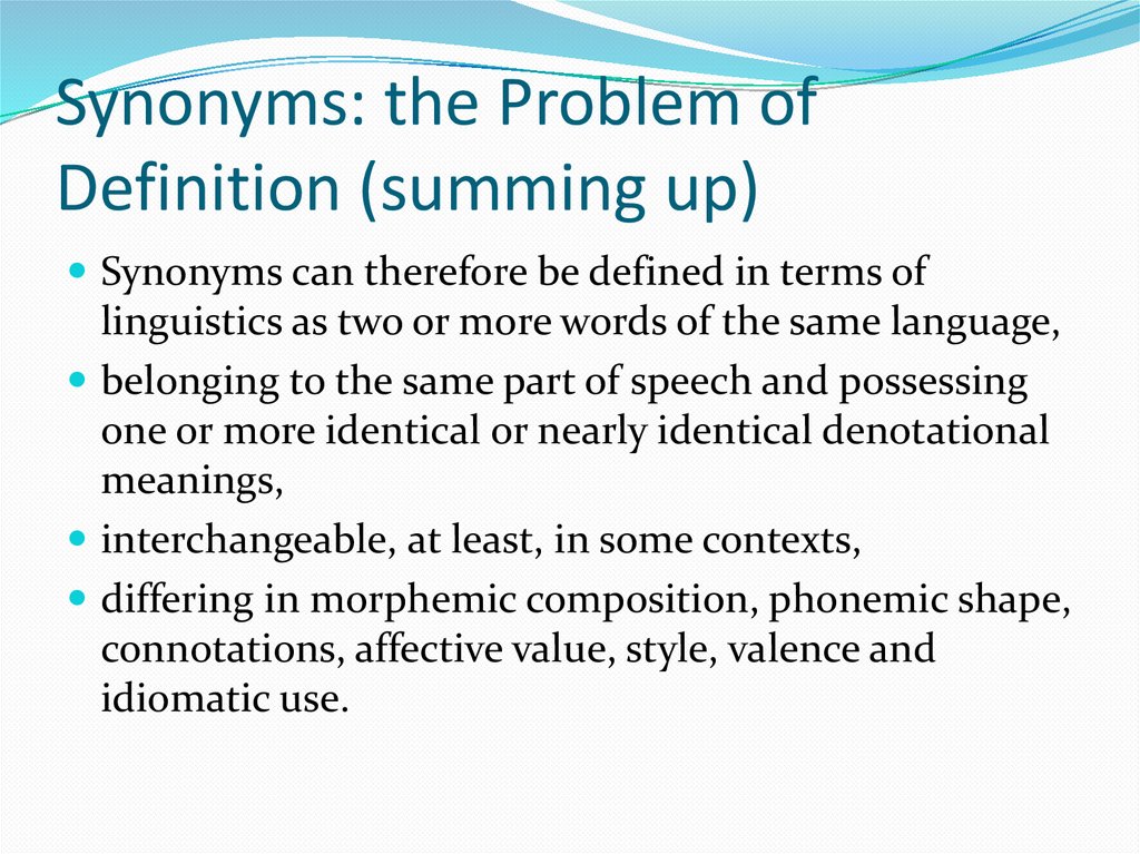 Synonym according Use according