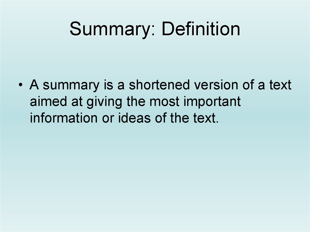 what is the definition for summary