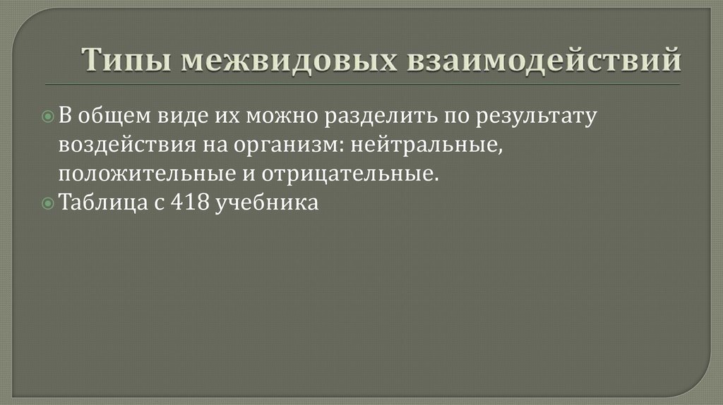 Типы межвидовых взаимодействий