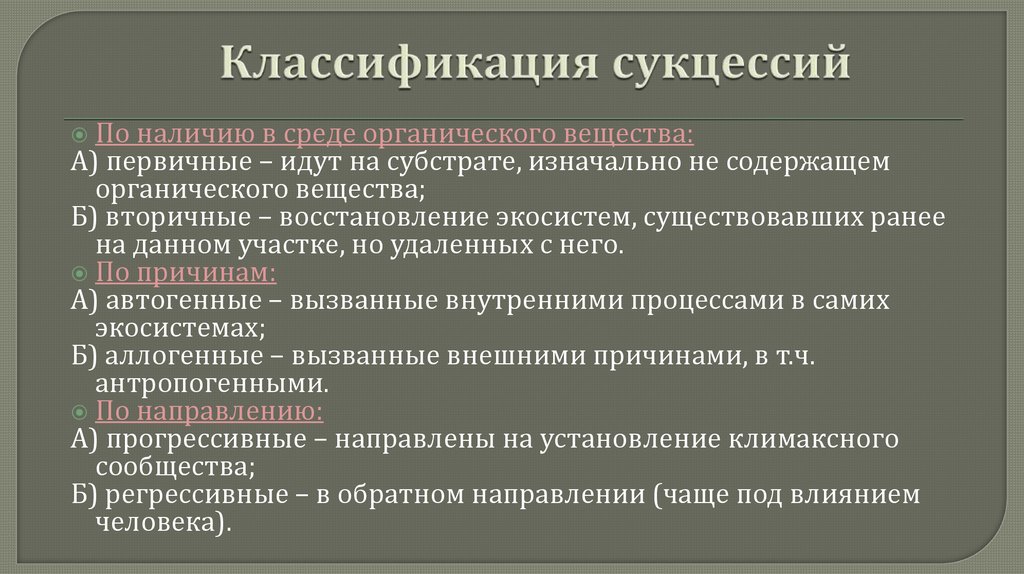 Классификация сукцессий