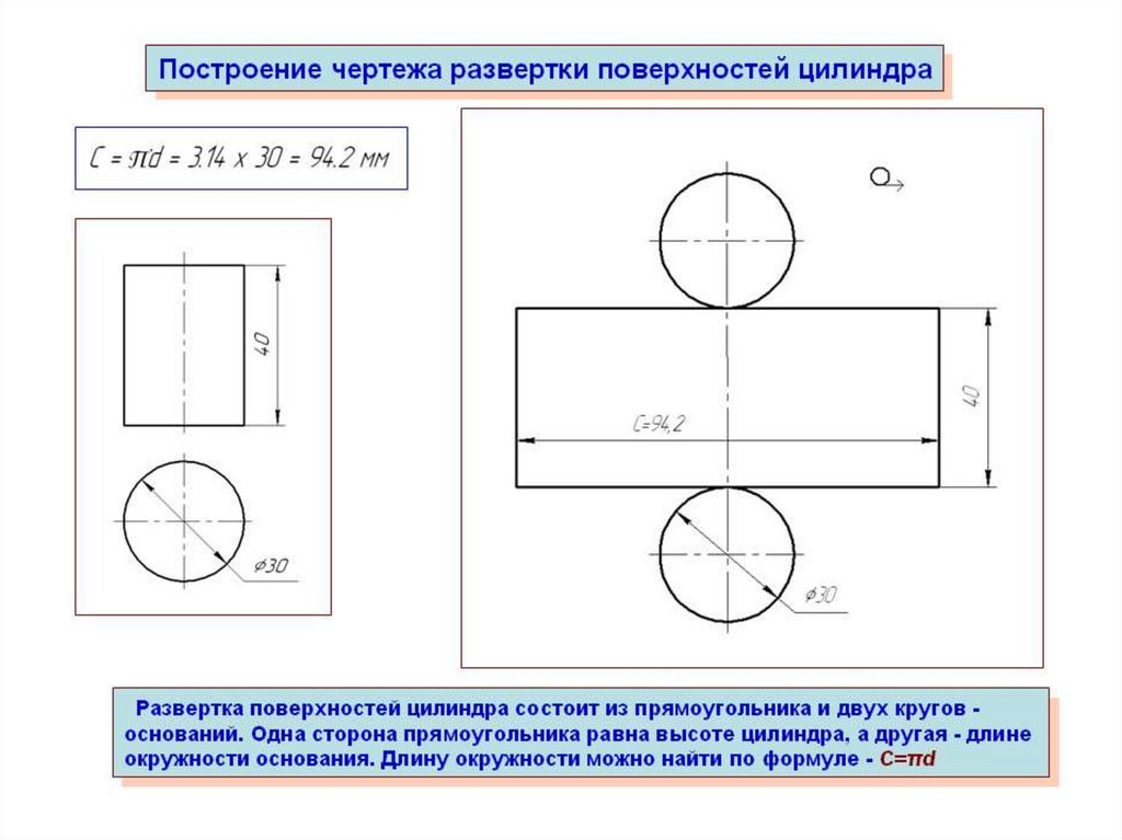 Построение чертежей разверток