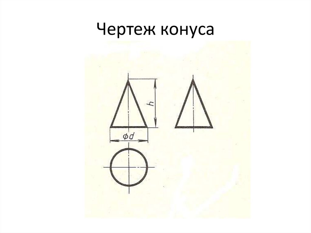 Как показать на чертеже конус