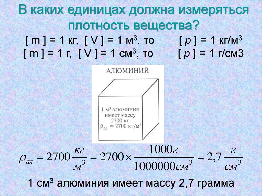 Какова плотность вещества