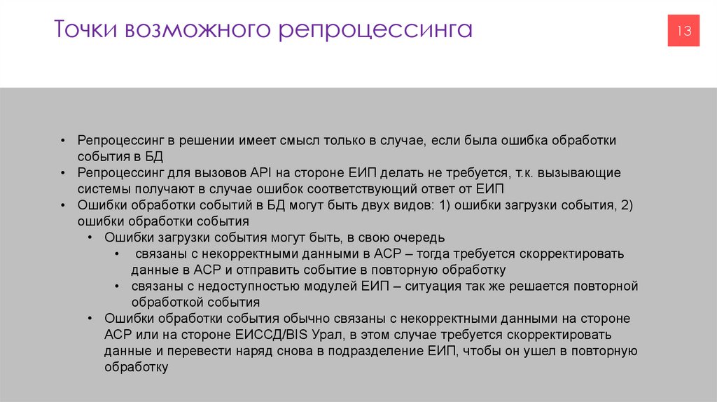 Точки возможного репроцессинга