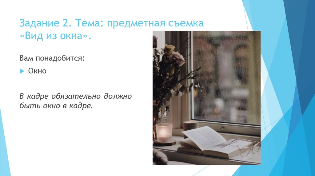 Задание 2. Тема: предметная съемка «Вид из окна».