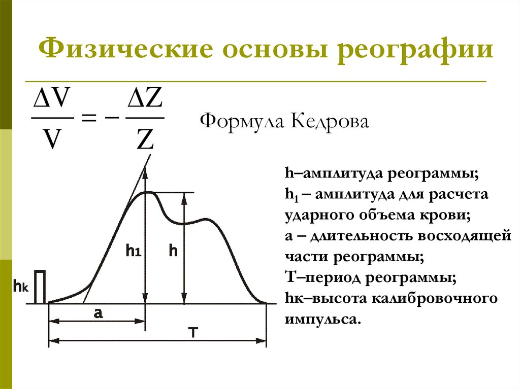 Амплитуда высот. Физические основы импедансной реоплетизмографии. Реография – методика изучения. Реография. Реограммы.. Физические и биофизические основы реографии.