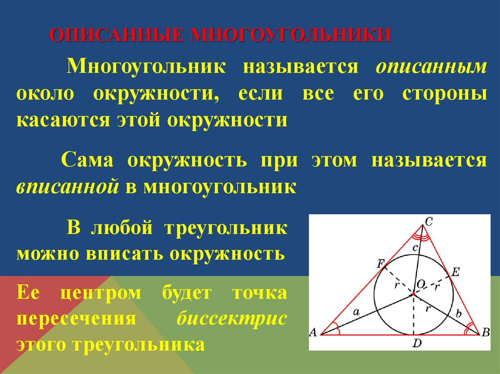 Вписанная окружность 8 класс атанасян презентация. Вписанная и описанная окружность. Вписанная и описанная окружности в треугольники и Четырехугольники. Вписанная и описанная окружность в треугольник. Геометрия вписанная окружность.