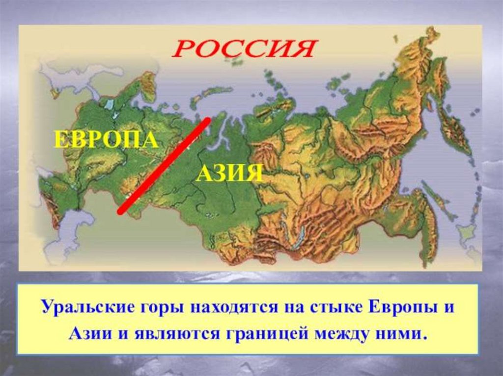 Она находится в россии. Горы России на карте. Граница Европы и Азии в России. Физическая карта России горы. Разделение России на Европу и Азию.