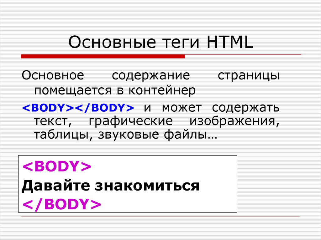 Основные теги html для создания