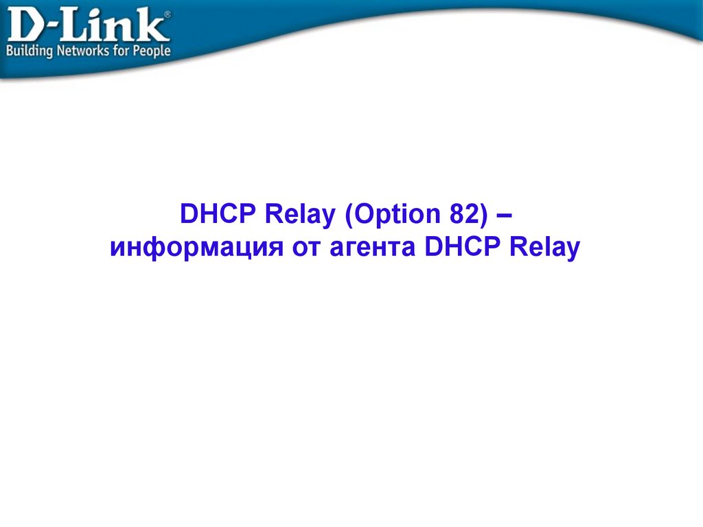 DHCP Relay (Option 82) – информация от агента DHCP Relay