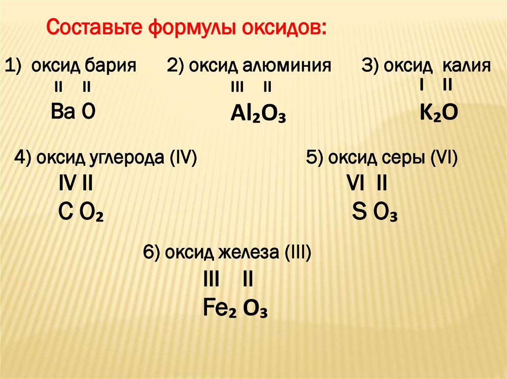 Составить формулу соединений оксид железа 2