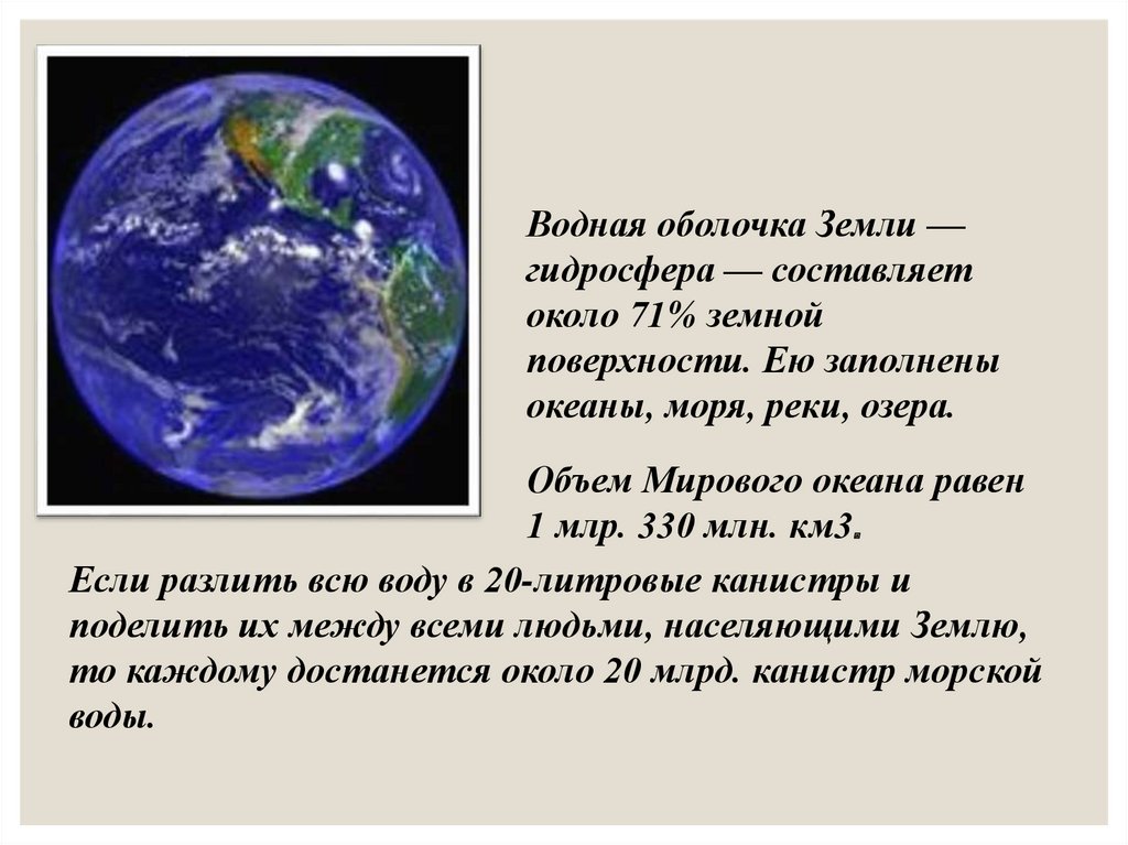 Почему землю назвали землей. Сообщение о водной оболочке земли.