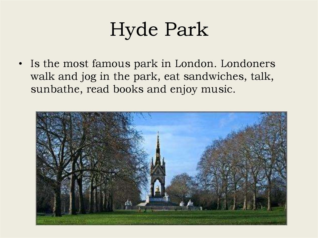 Хайд текст. Парки на английском языке. Презентация по английскому языку. Парк на английском языке. Hyde Park на английском языке.