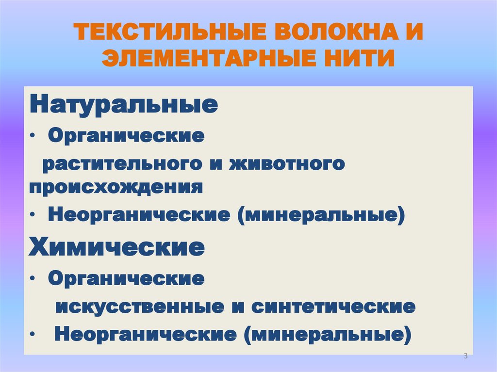 ТЕКСТИЛЬНЫЕ ВОЛОКНА И ЭЛЕМЕНТАРНЫЕ НИТИ
