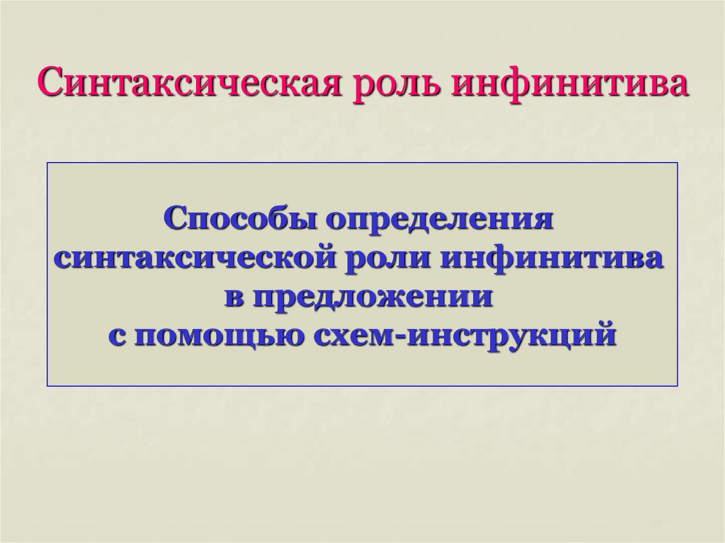 Проект синтаксическая роль инфинитива