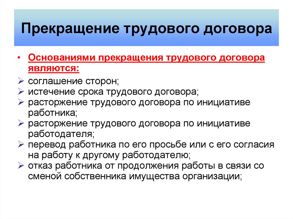 Презентация на тему прекращение трудового договора