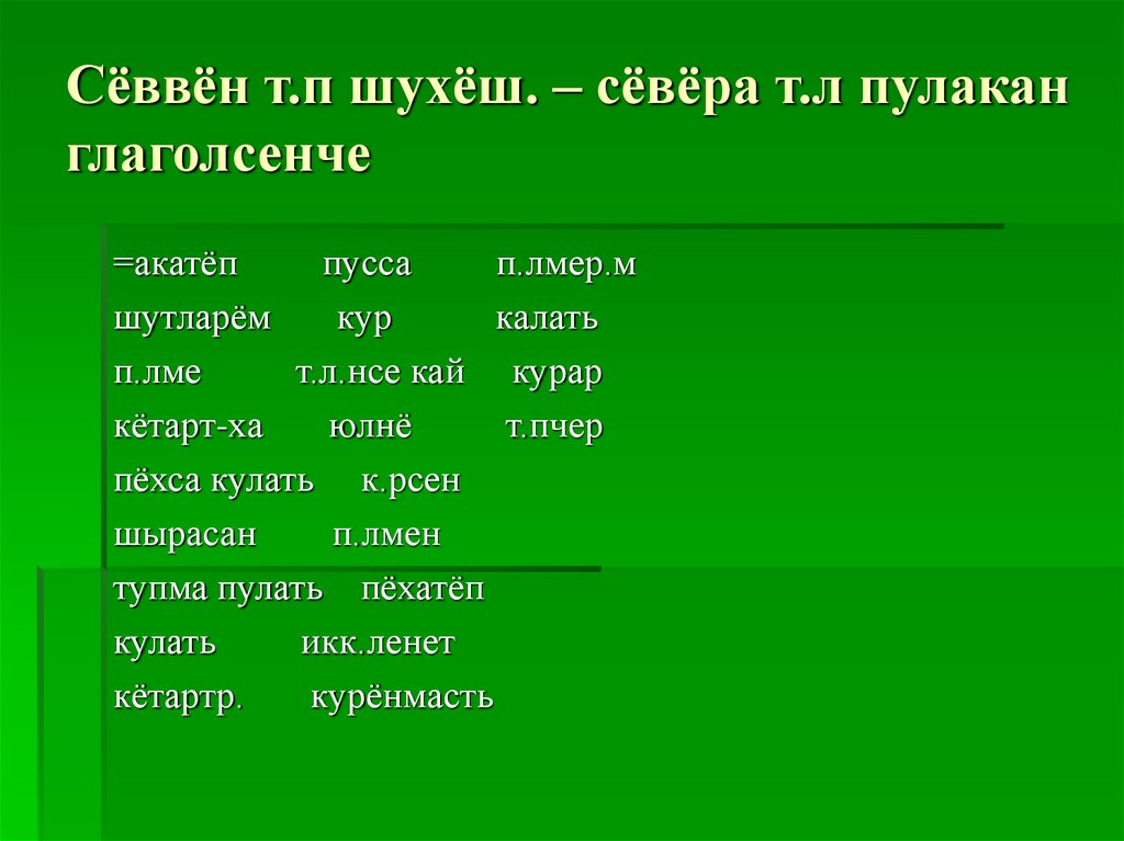Сёввён т.п шухёш. – сёвёра т.л пулакан глаголсенче