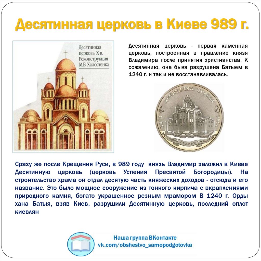 Десятинная церковь в Киеве 989 г.