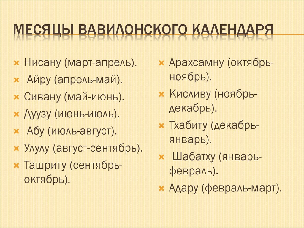 Вавилонский календарь презентация