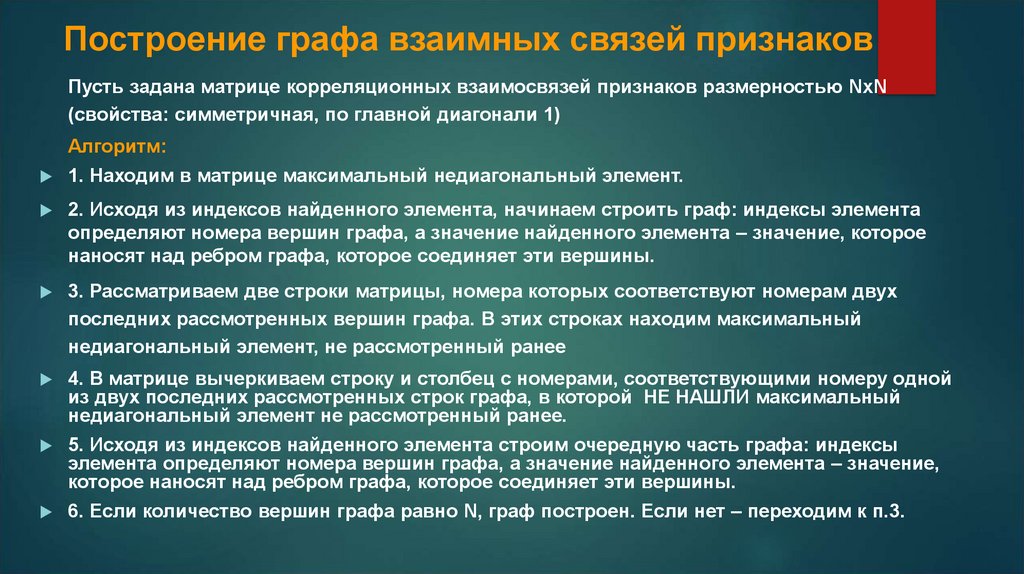 Построение графа взаимных связей признаков