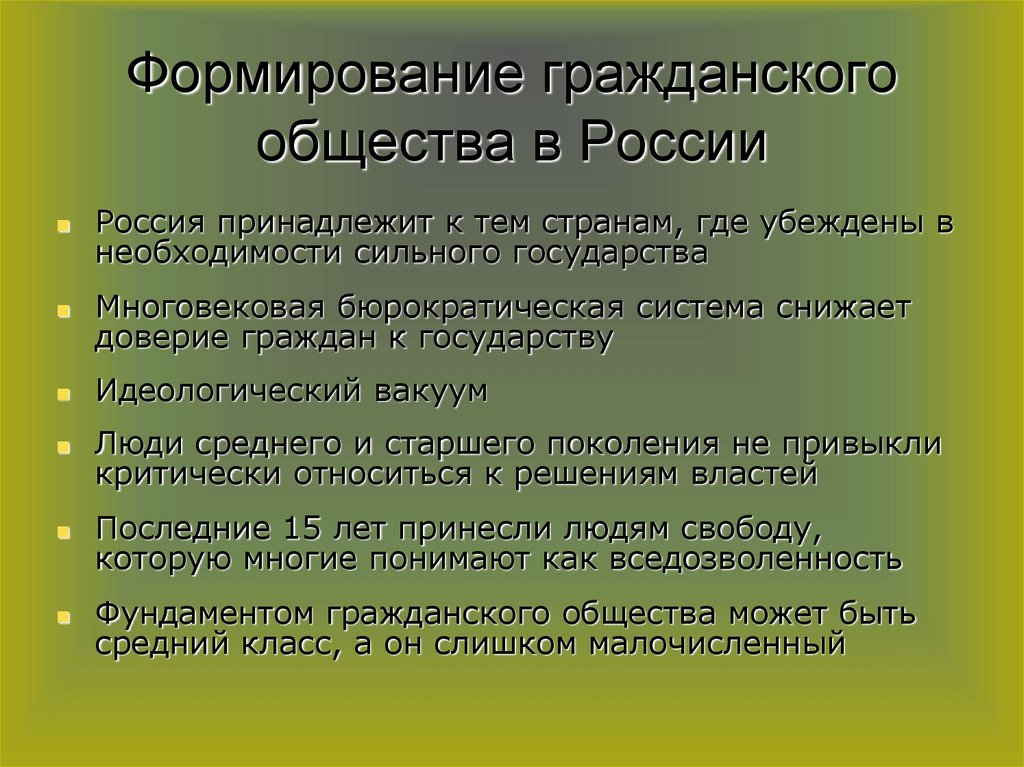 Формирование гражданского государства