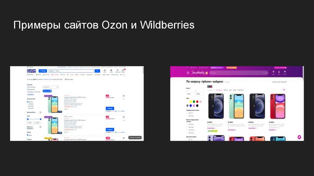 Примеры сайтов Ozon и Wildberries