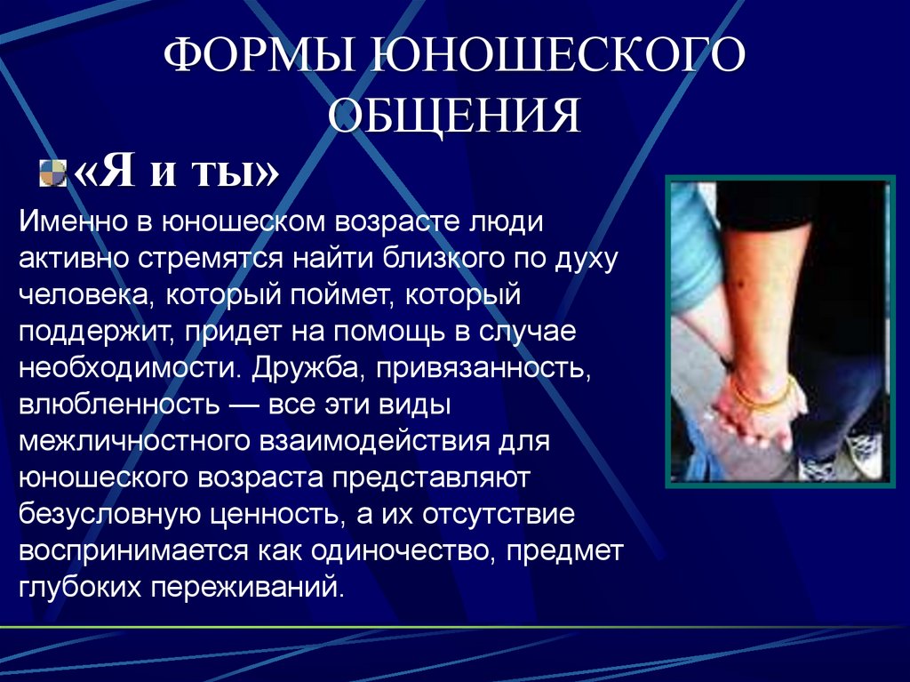 ФОРМЫ ЮНОШЕСКОГО ОБЩЕНИЯ